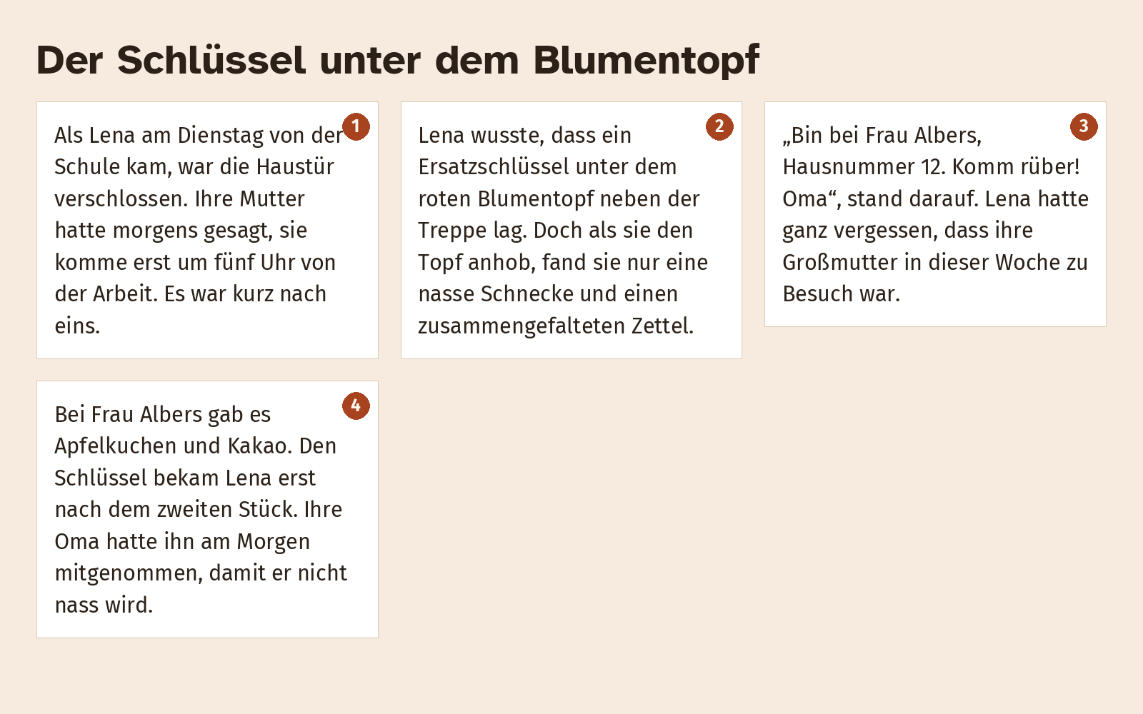 Textbild „Der Schlüssel“, erste Fassung